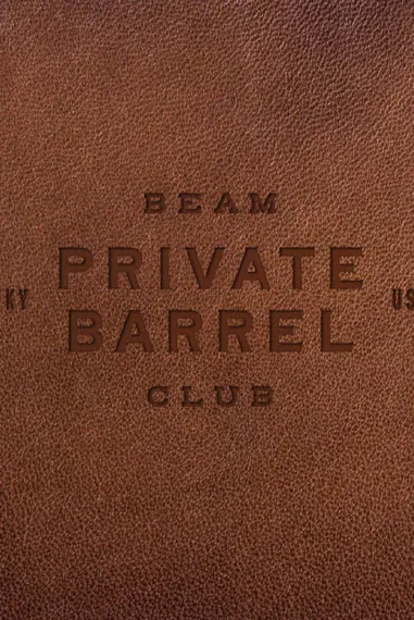 Engraved leather James B. Beam Distilling Co. Private Barrel Club.