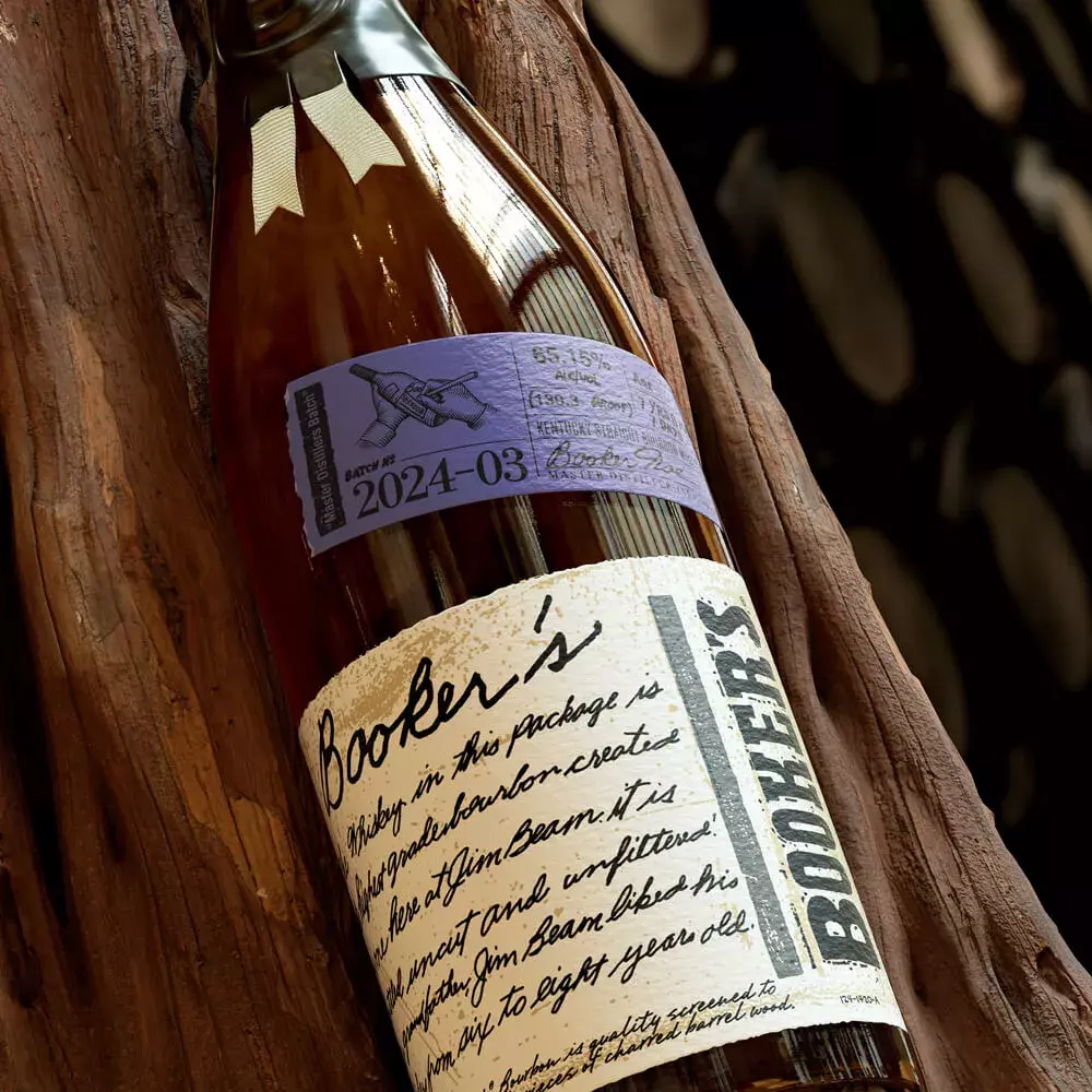 Booker’s bottle batch 2024-03 with box and dark background