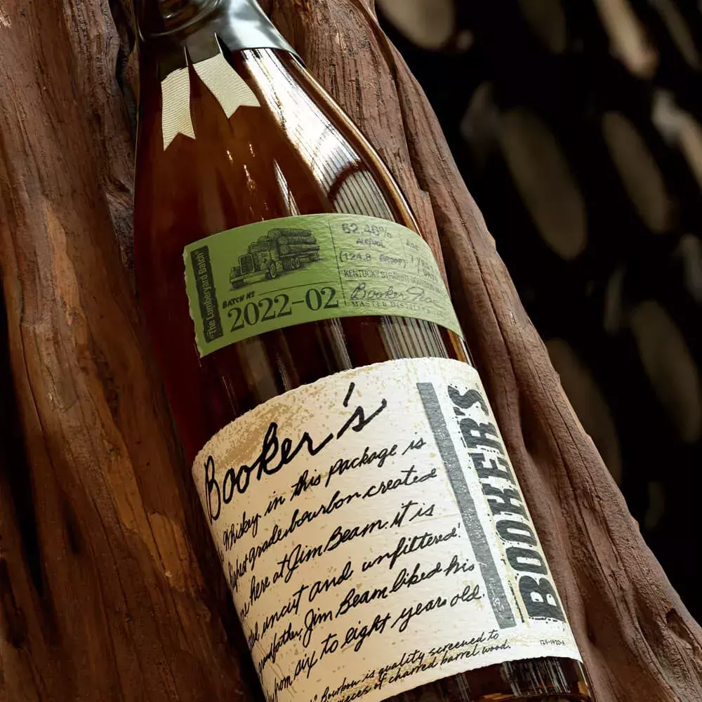 Booker’s bottle batch 2022-02 with box and dark background