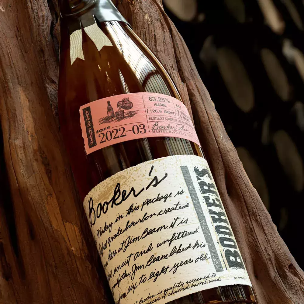 Booker’s bottle batch 2022-03 with box and dark background