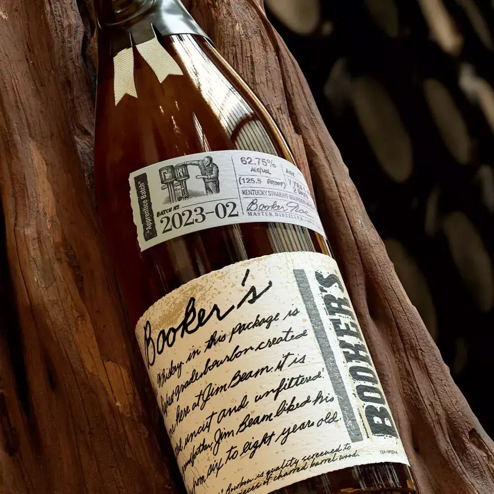 Booker’s bottle batch 2023-02 with box and dark background