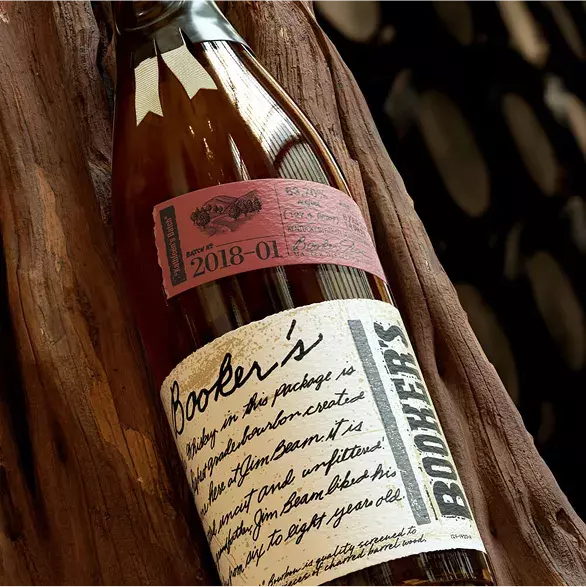 Booker’s bottle batch 2018-01 with box and dark background