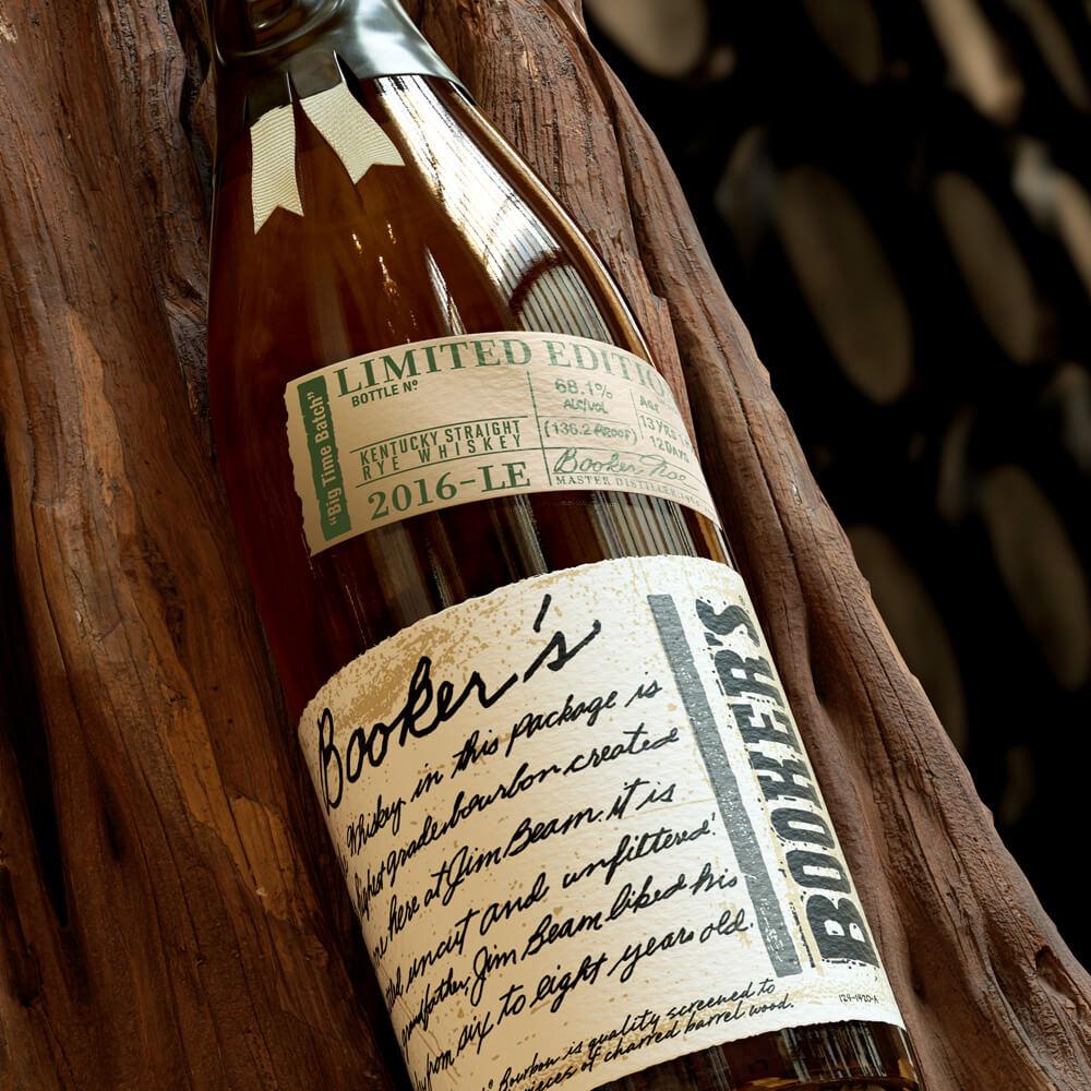 Booker’s bottle batch 2016-03 with box and dark background