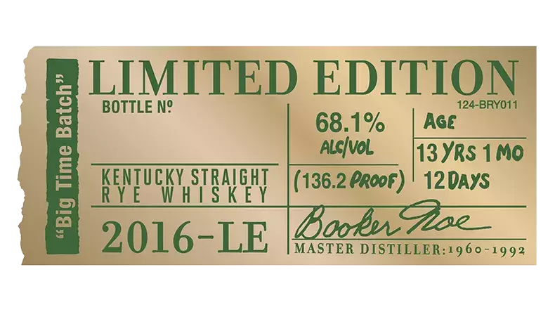Booker’s label sticker 2016 Le Limited Edition Booker’s® Rye