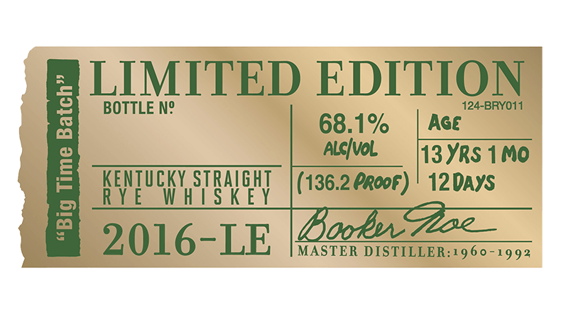 Booker’s label sticker 2016 Le Limited Edition Booker’s® Rye