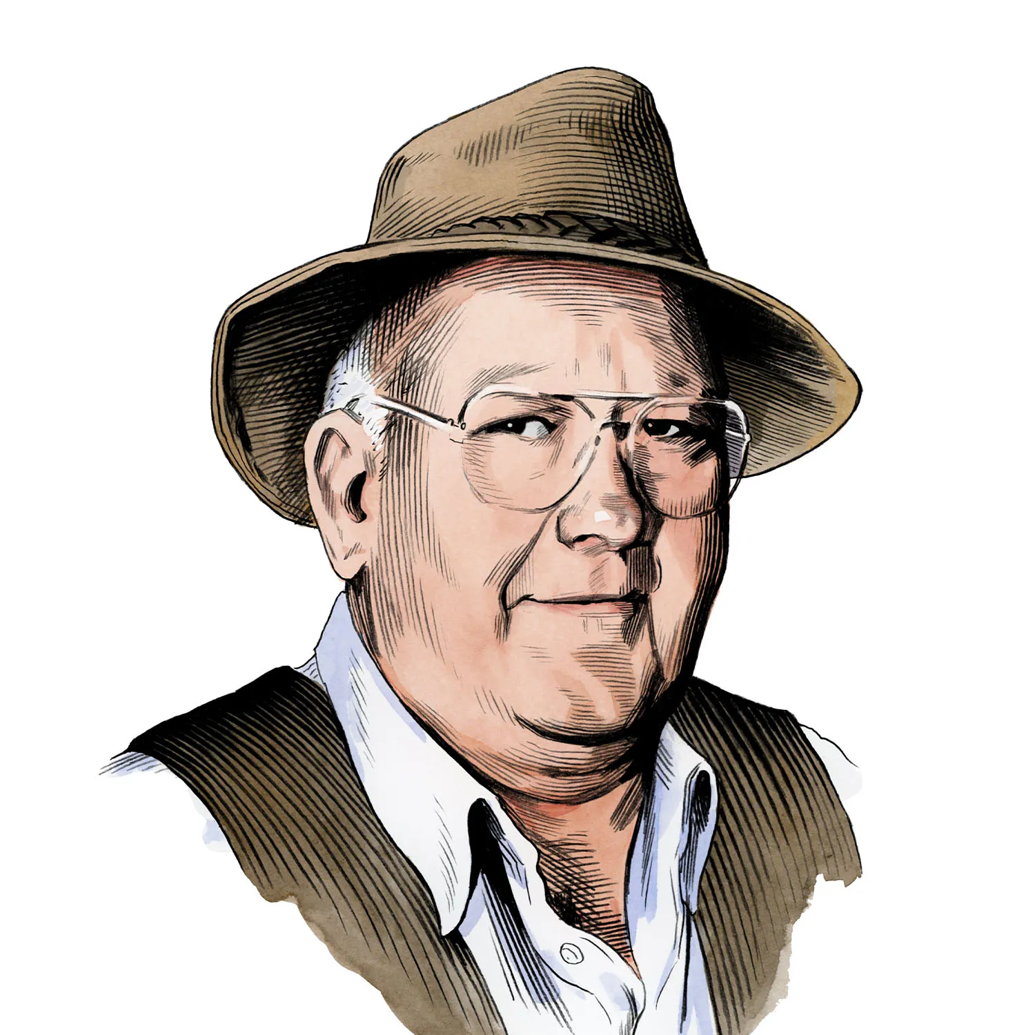 Illustrated portrait of 6th Generation Master Distiller Booker Noe