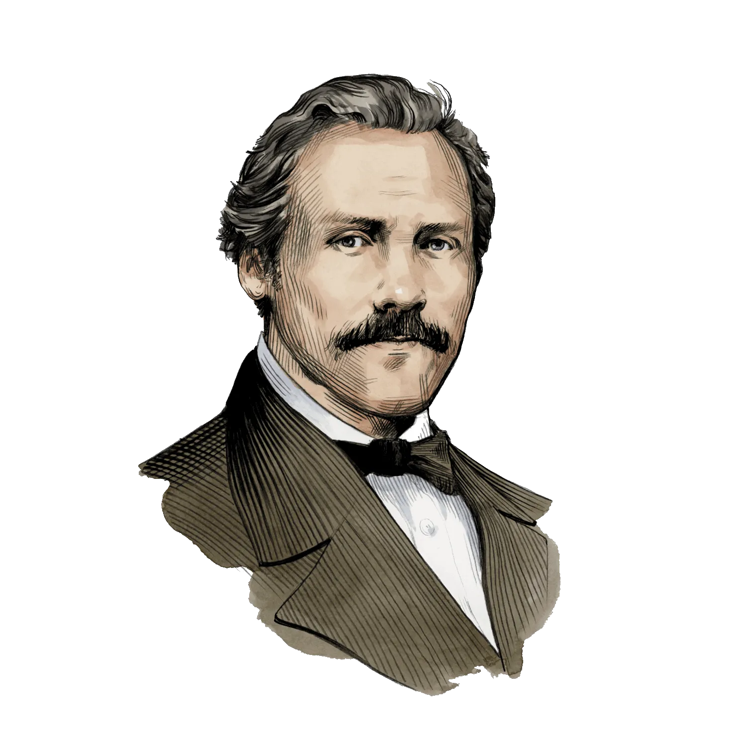 Illustrated portrait of 2nd Generation Master Distiller David Beam