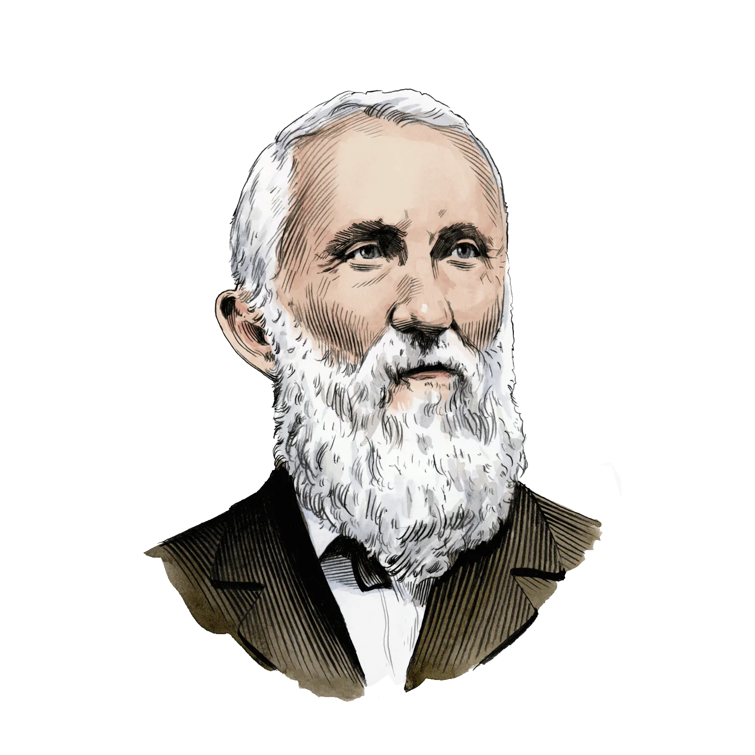 Illustrated portrait of 3rd generation master distiller David M. Beam