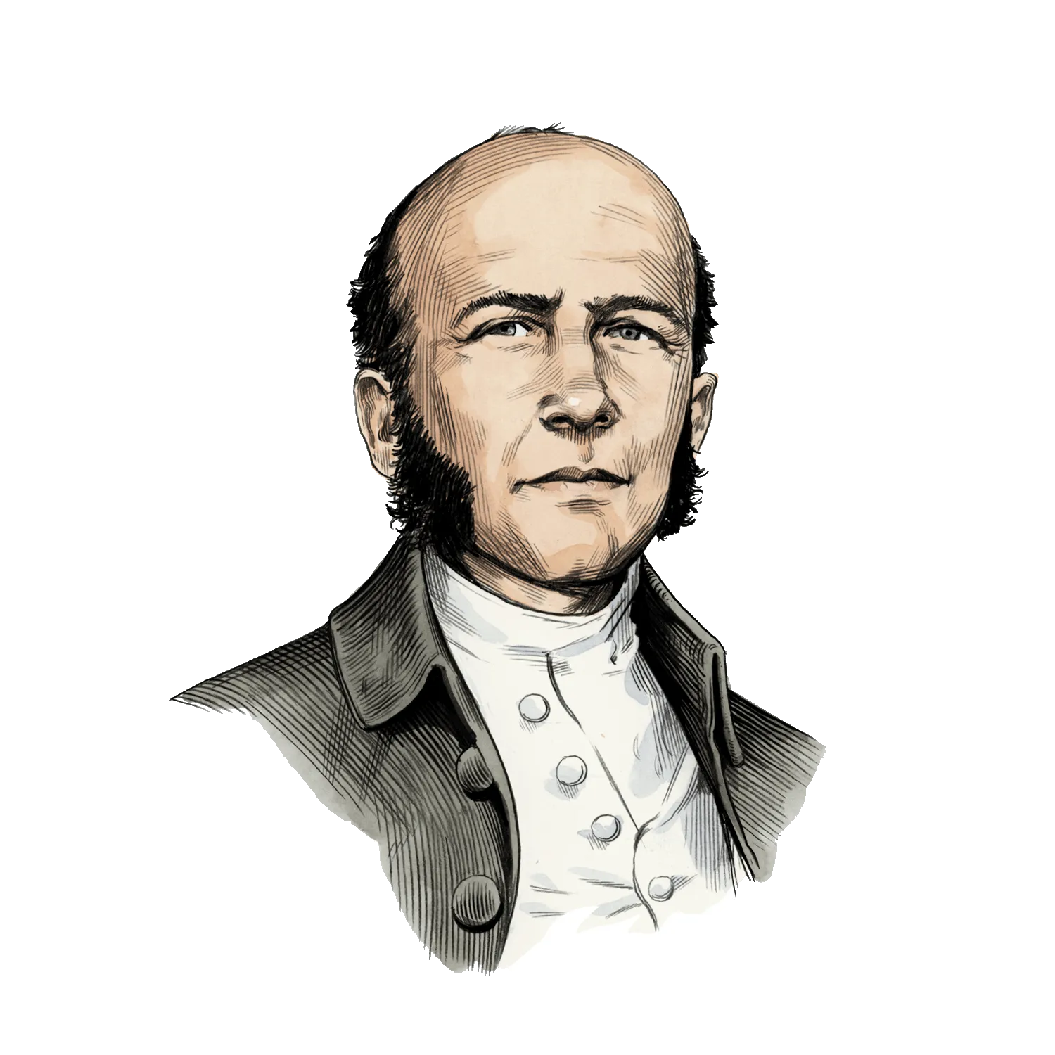 Illustrated portrait of 1st Generation Master Distiller, Jacob Beam