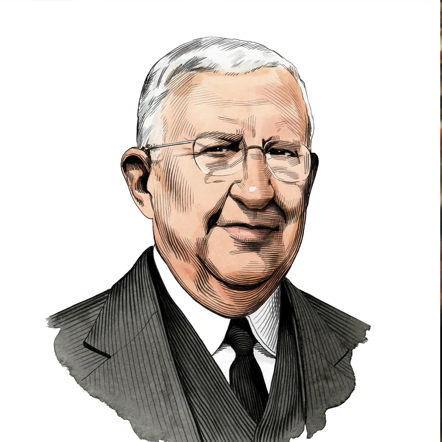Illustrated portrait of Master Distiller Jim Beam