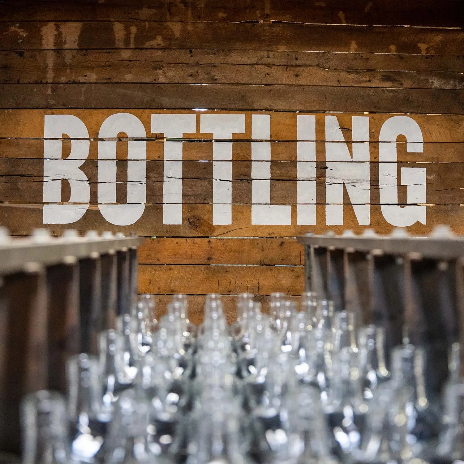 Sign for the Knob Creek bottling process on display at the James B. Beam Distilling Co. casehouse.