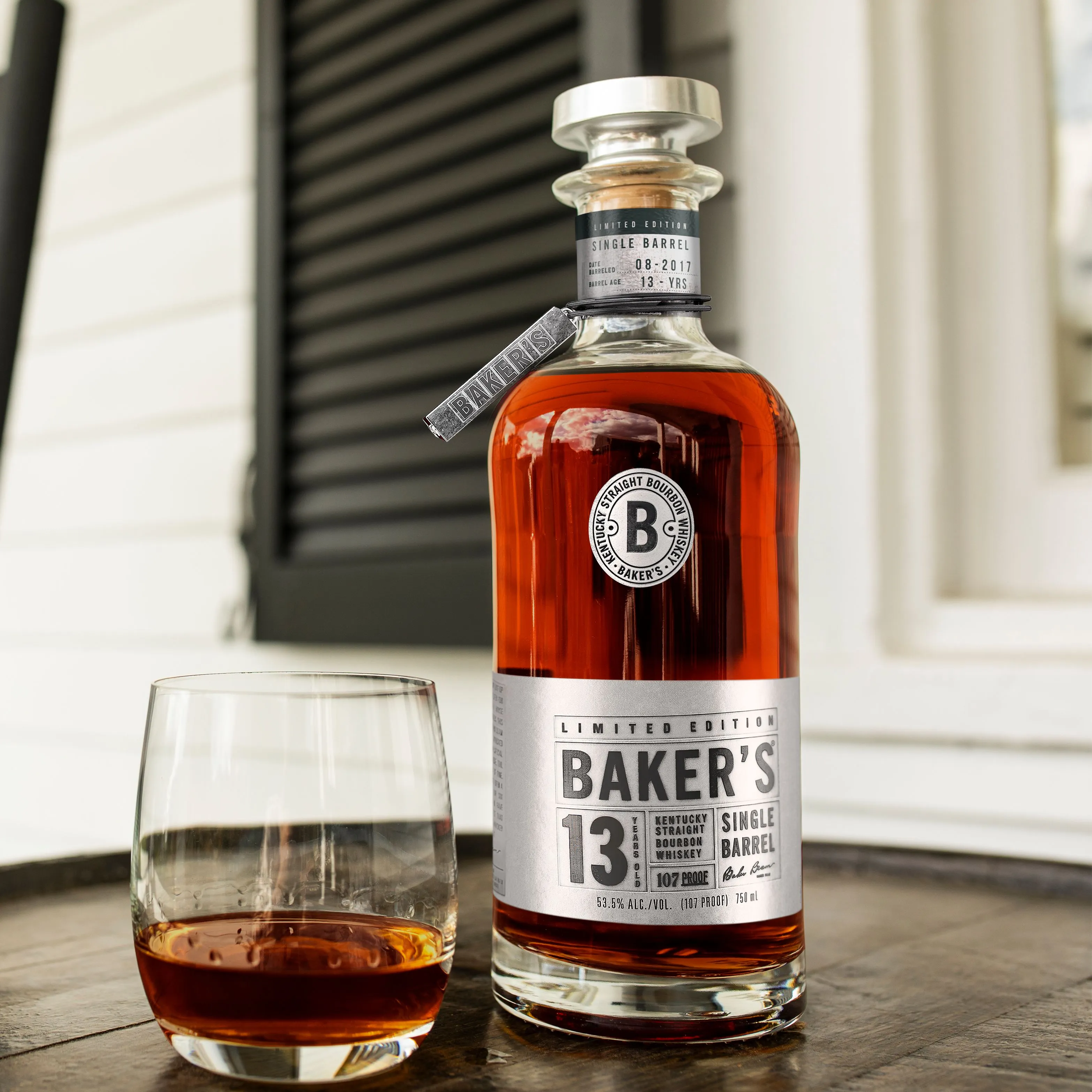 Bakers 13 Year Old Bottle and Glass