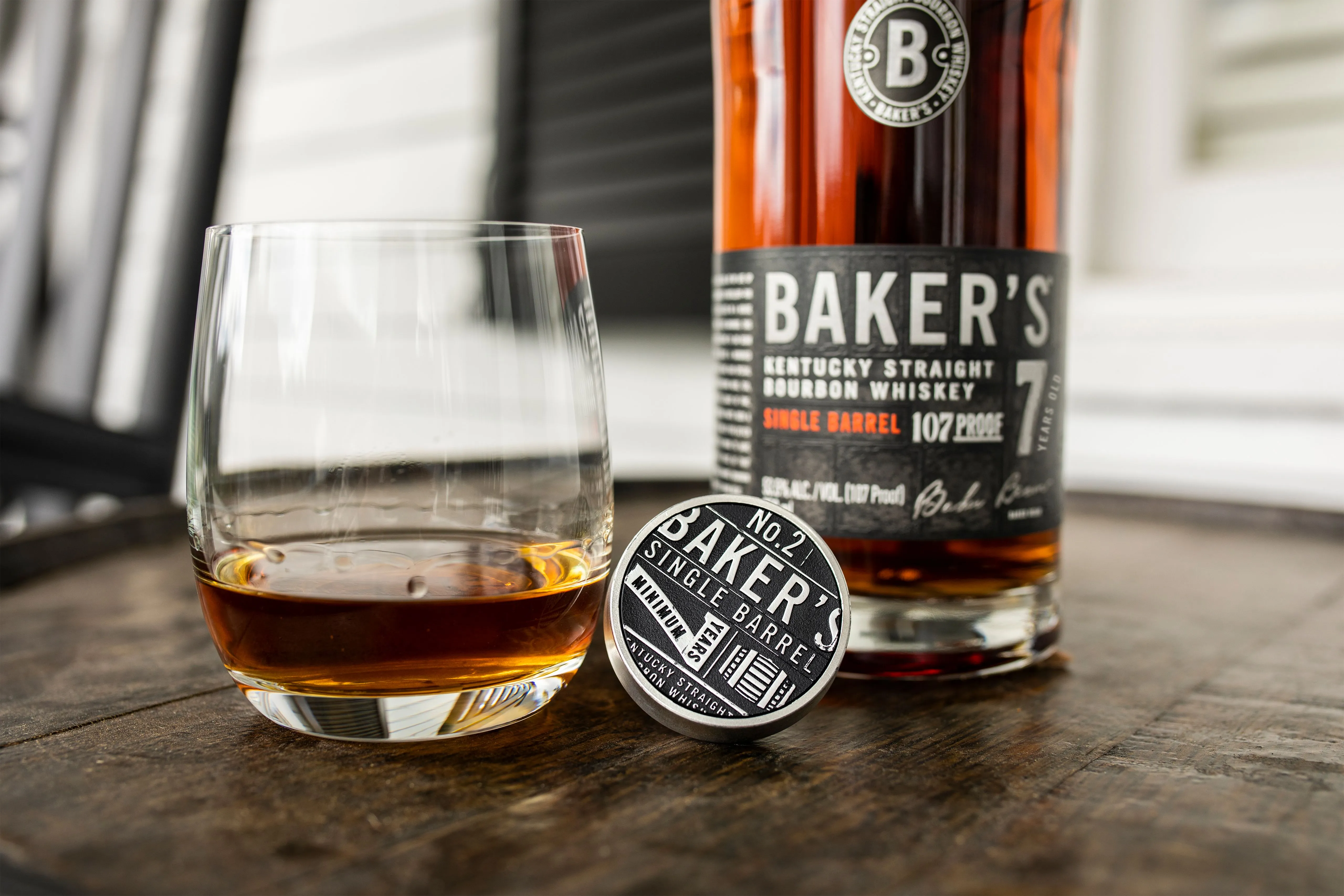 Bakers 7 YO Staged Bottle & Glass
