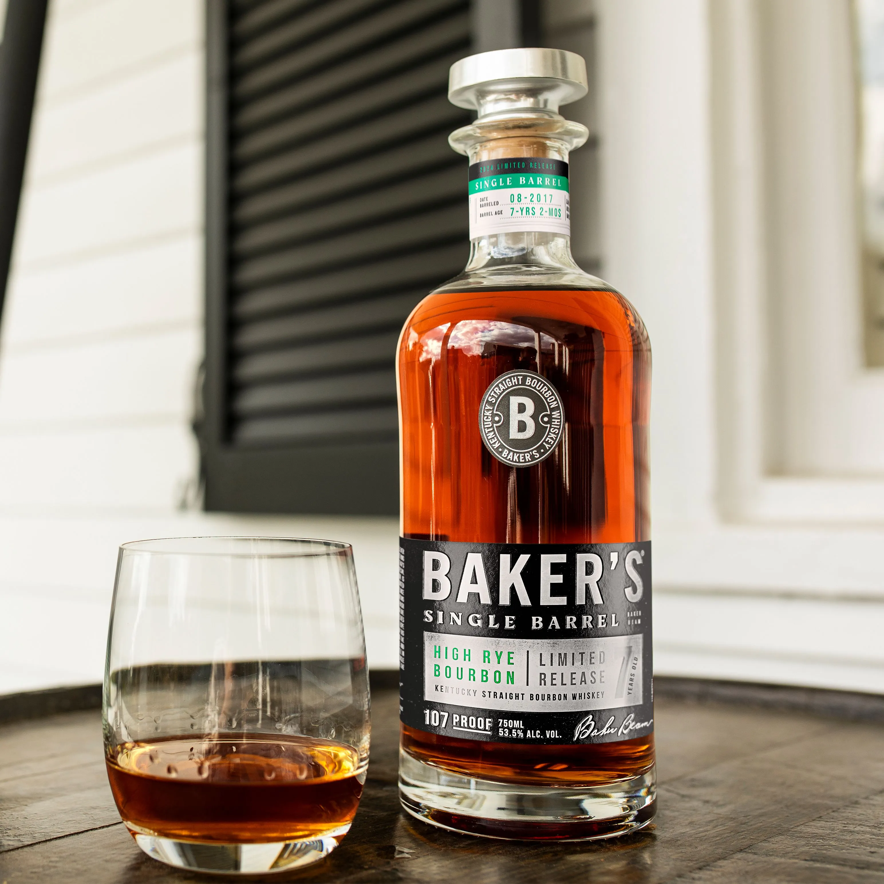 Bakers High Rye Staged Bottle & Glass